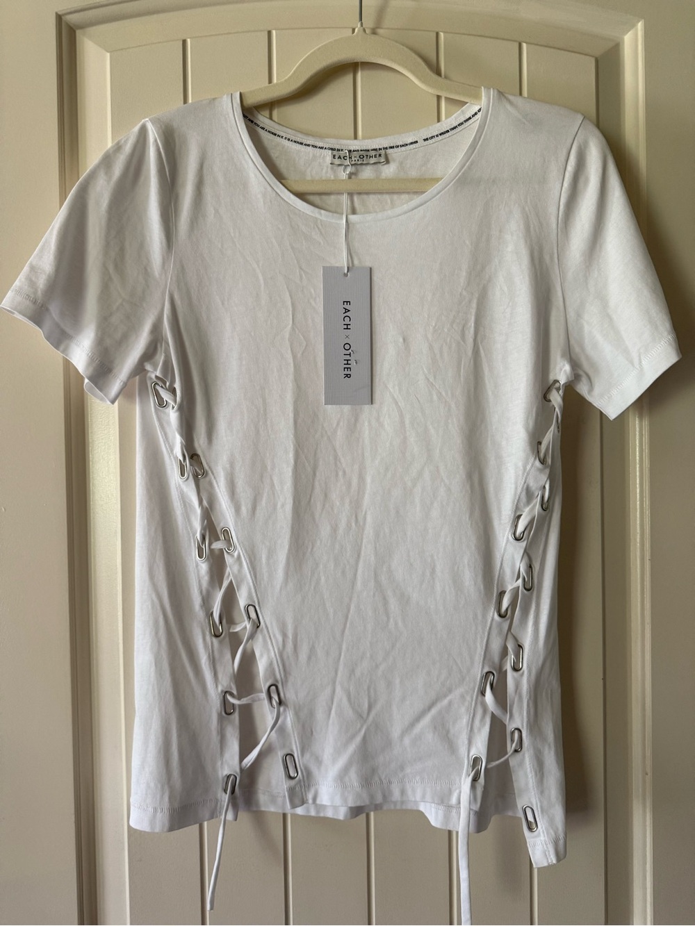 Each x Other Paris Side-Lace Corset Style T Shirt NWT